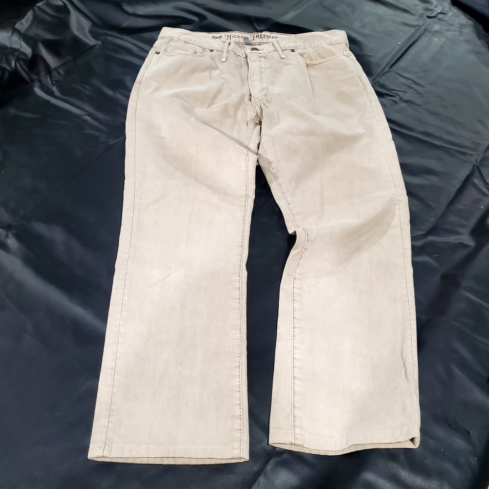 Designer Hickey Freeman Light Khaki Denim Jeans Men's 36x32